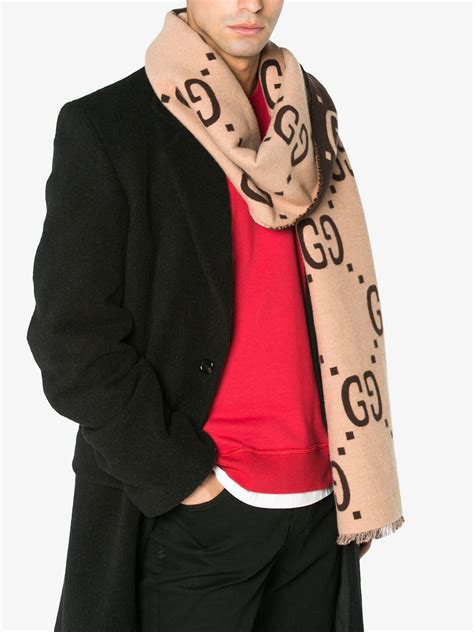 brown gucci scarf|Gucci gg wool jacquard scarf.